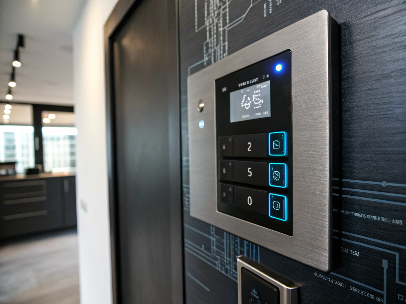 Napco/Prima-style digital alarm keypad for perimeter security arming and disarming
