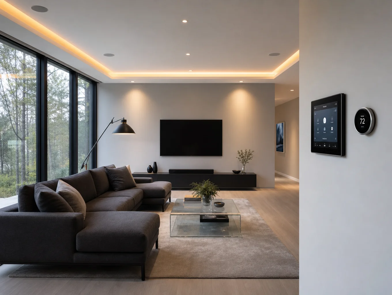 Modern smart interior setup integrated with voice assistant control