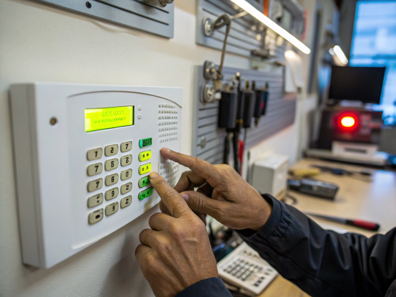 Backlit digital security keypad in standby ready mode