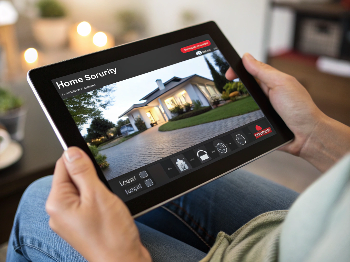 Multi angle perimeter surveillance feeds shown on tablet interface